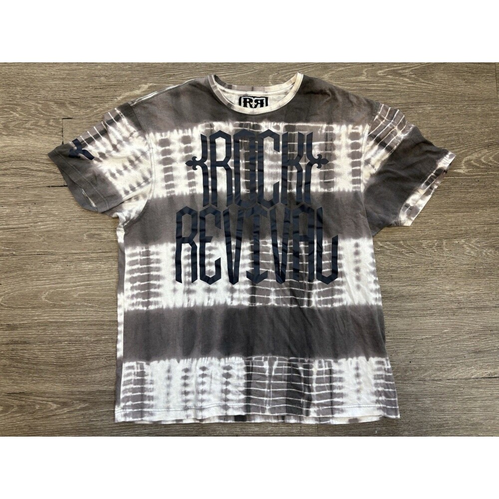 Rock Revival Men's T-shirt Features A Charcoal and White Tie-dye Wash Size XXL